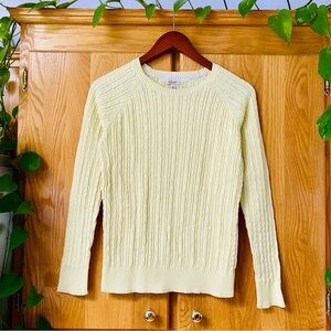 SONOMA Pastel Yellow Lemon Lightweight Long Sleeved Cable Knit Cotton Sweater M